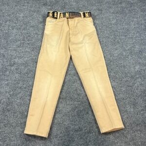 Altimate Denim Jeans Boys 30 Beige Straight Leg Belted Embroidered Medium Wash